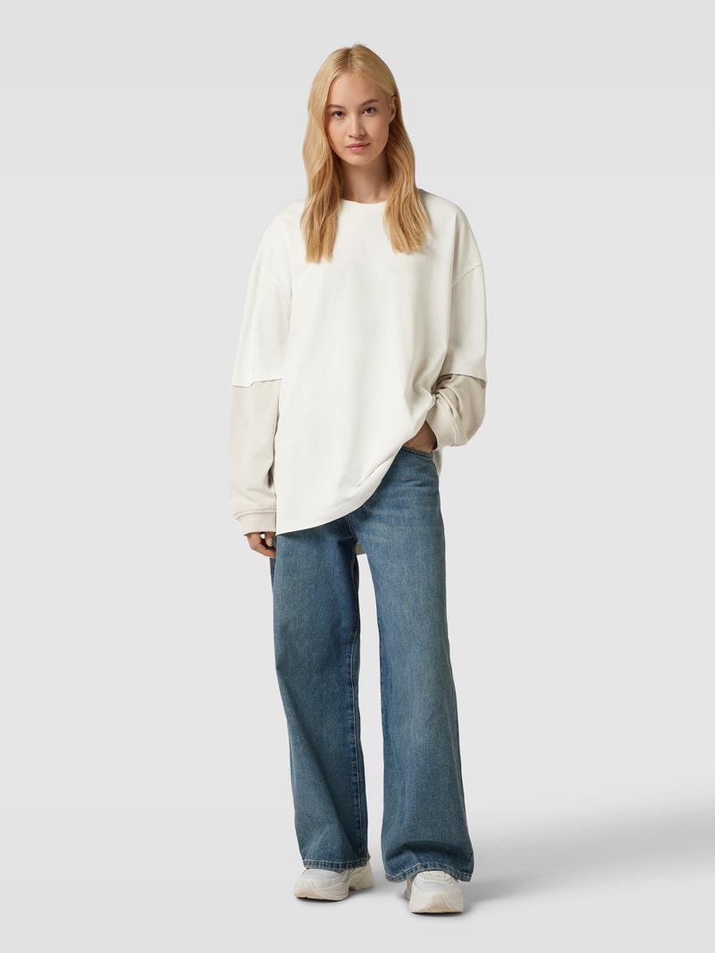 Oversized Longsleeve im Double-Layer-Look in hellgrau