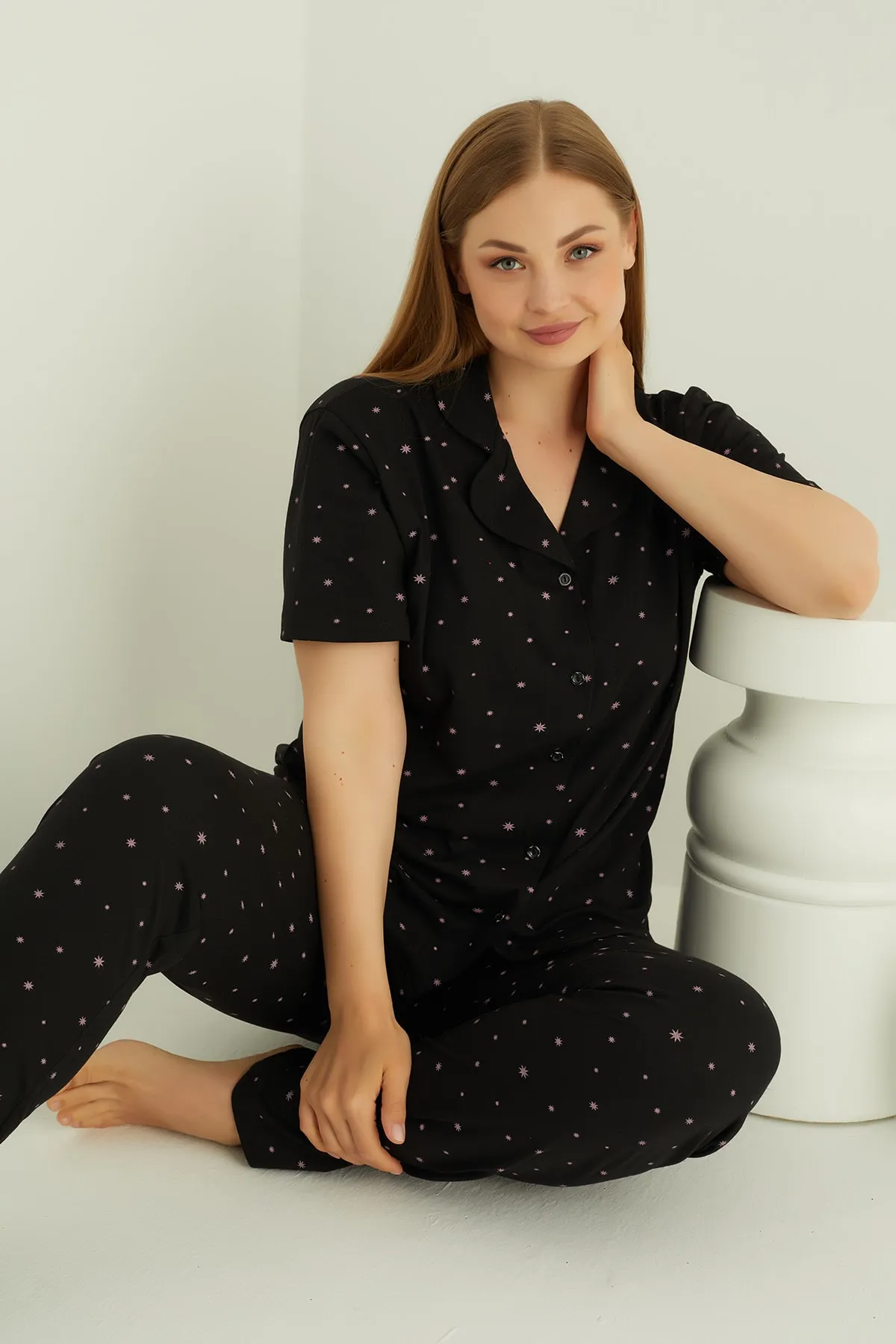 ELİTOL  ÜBERGROßES PYJAMA-SET AUS BAUMWOLLE MIT KNÖPFEN