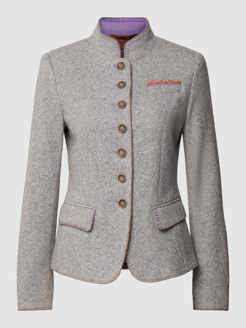Blazer mit Kontrastbesatz in silber