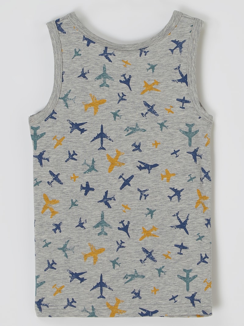 Tanktop mit Allover-Muster in hellgrau meliert