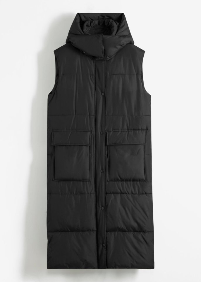 Wattierte Steppweste aus recyceltem Polyester mit abnehmbarer Kapuze