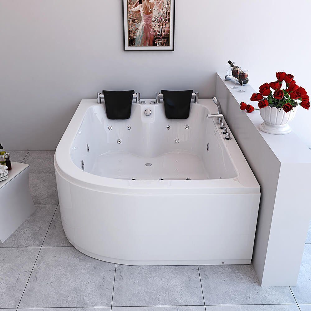 HOME DELUXE Whirlpool-Badewanne Indoor Whirlpool BLUE OCEAN - XL 180 x 120 cm Rechts, Eckwanne, 2 Personen