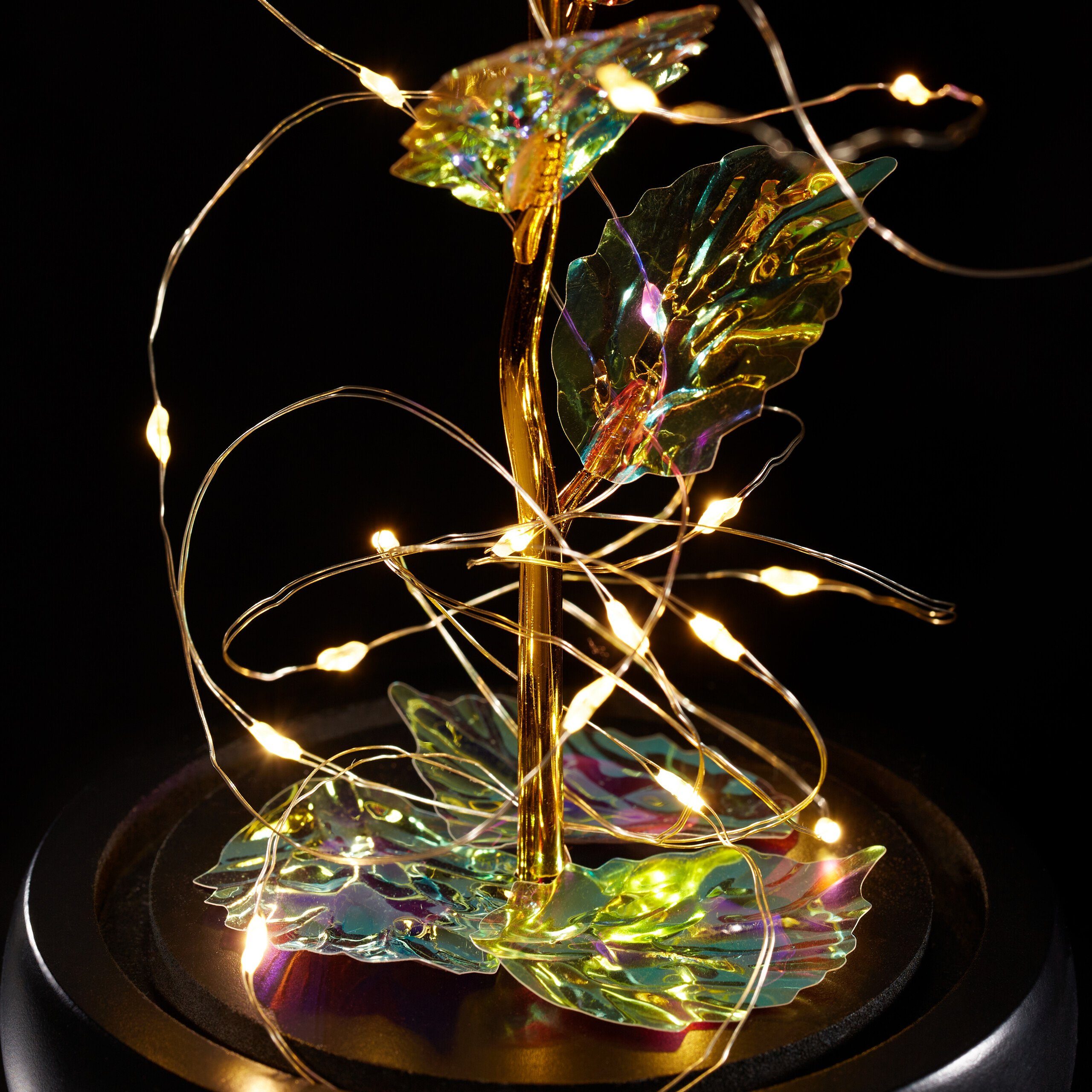 Kunstblume Ewige Rose im Glas, relaxdays, Höhe 22 cm
