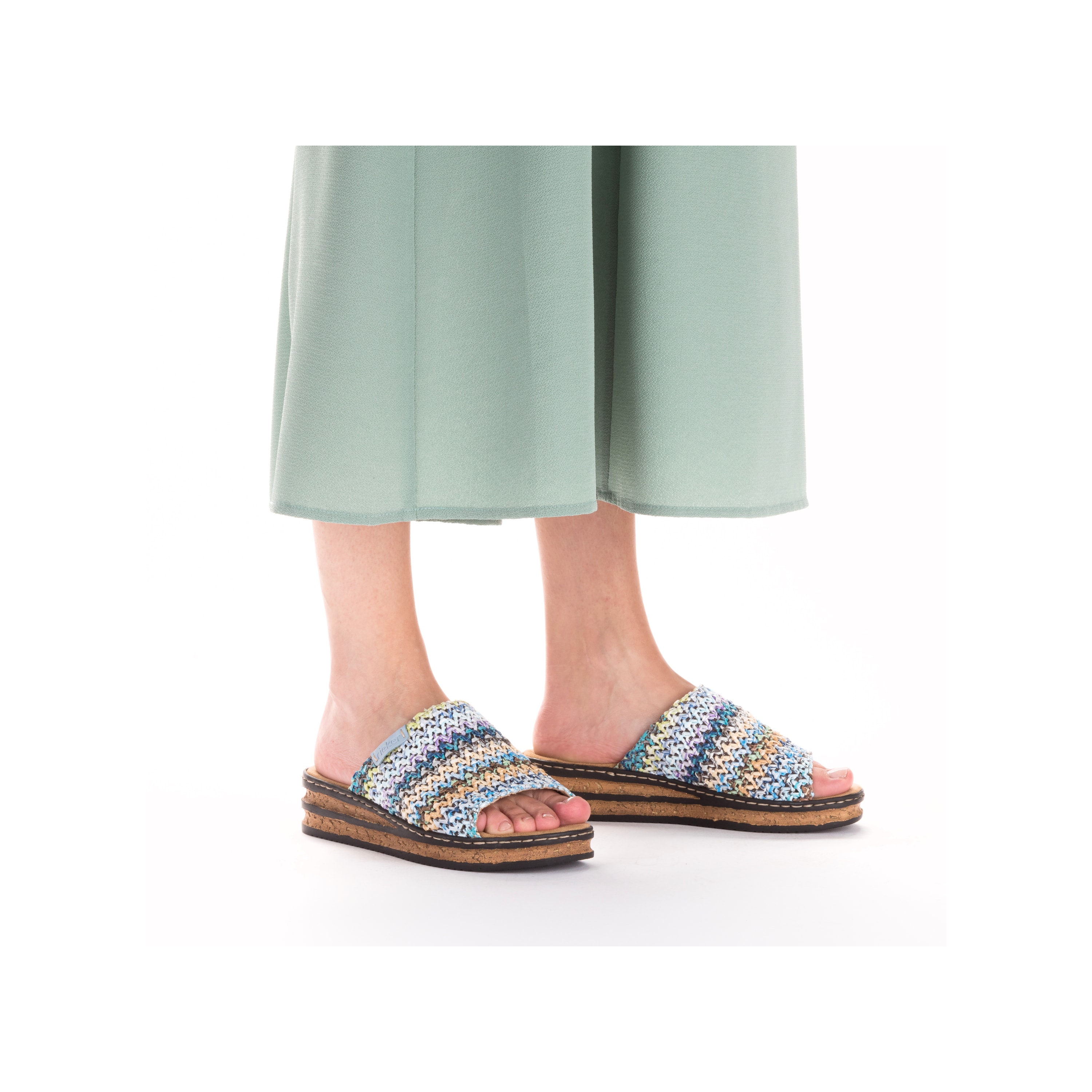 Rieker Damen Pantoletten multi-himmelblau