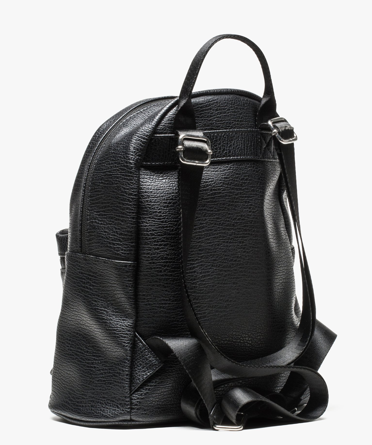 Petit sac à dos grainé avec pompon noir | GEMO
