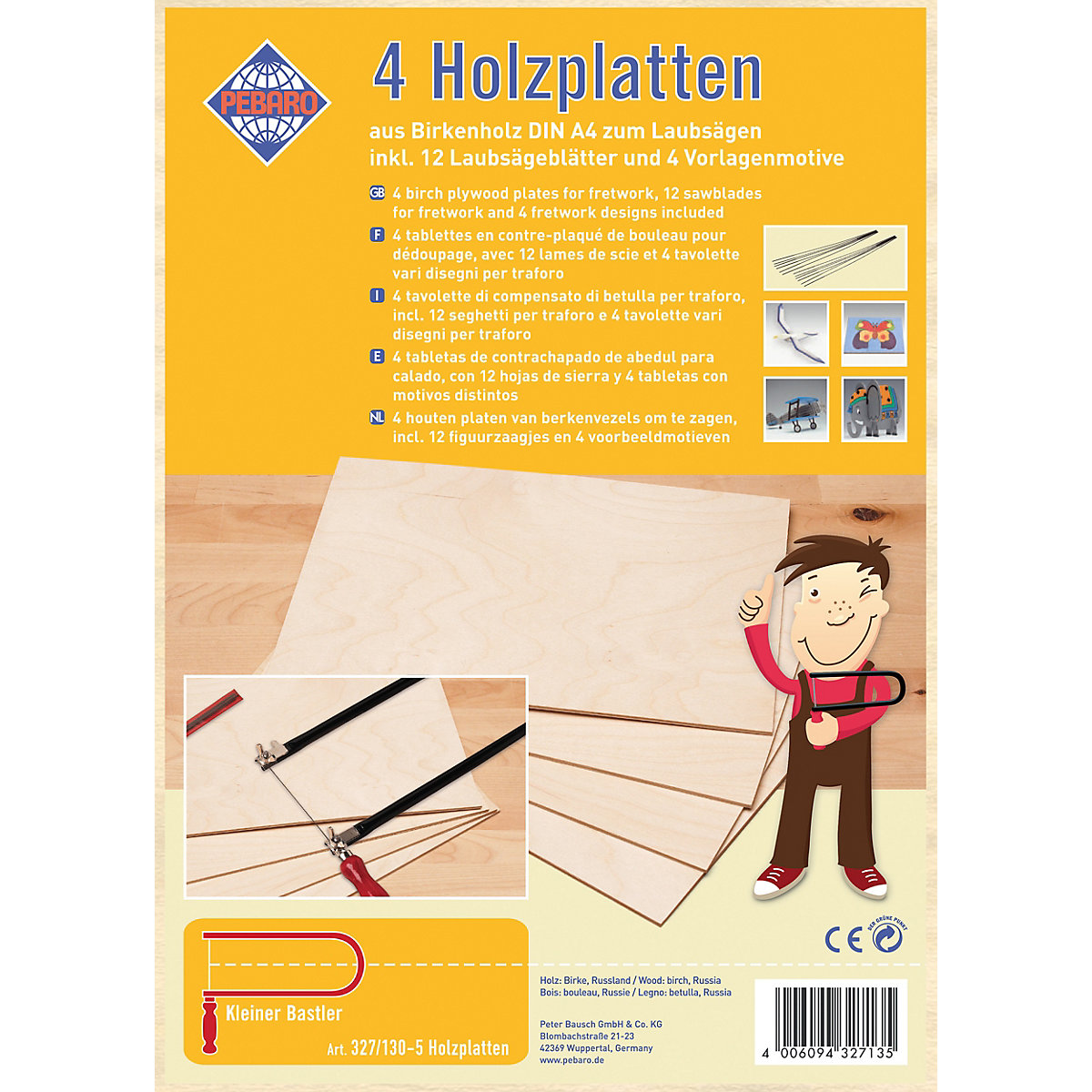 4 Platten Birkensperrholz plus Laubsägeblätter und Vorlagenmotiven