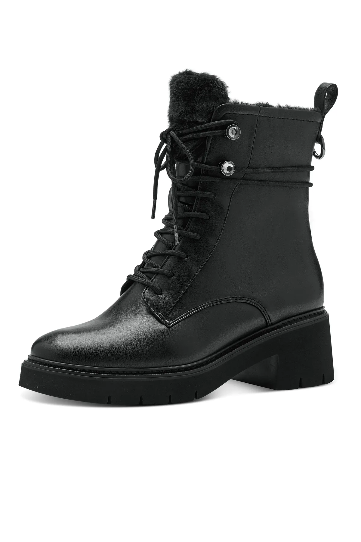 Tamaris  Damen Elegante Stiefelette 1-26292-41 Schwarz 001 Black Lederimitat/ Textil mit TOUCH-IT