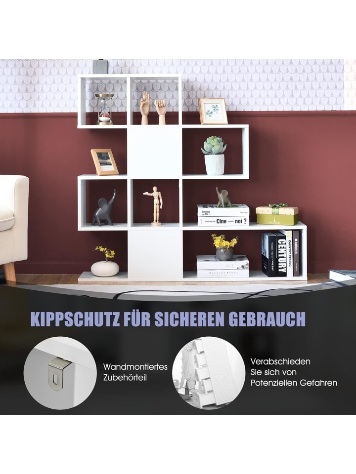 COSTWAY 5-stöckiges Bücherregal in Weiß günstig kaufen 120 cm