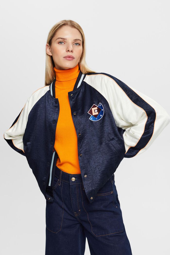 Bomberjacke aus Satin mit Logo