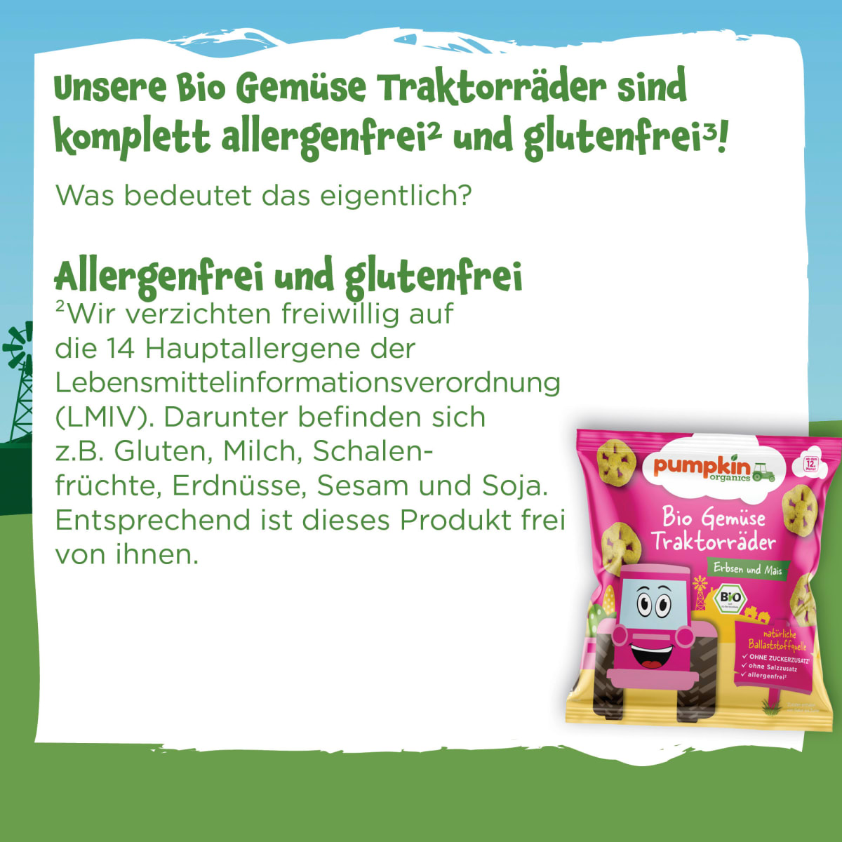 Kindersnack Gemüse Traktorräder Erbsen & Mais, ab 12. Monaten, 20 g