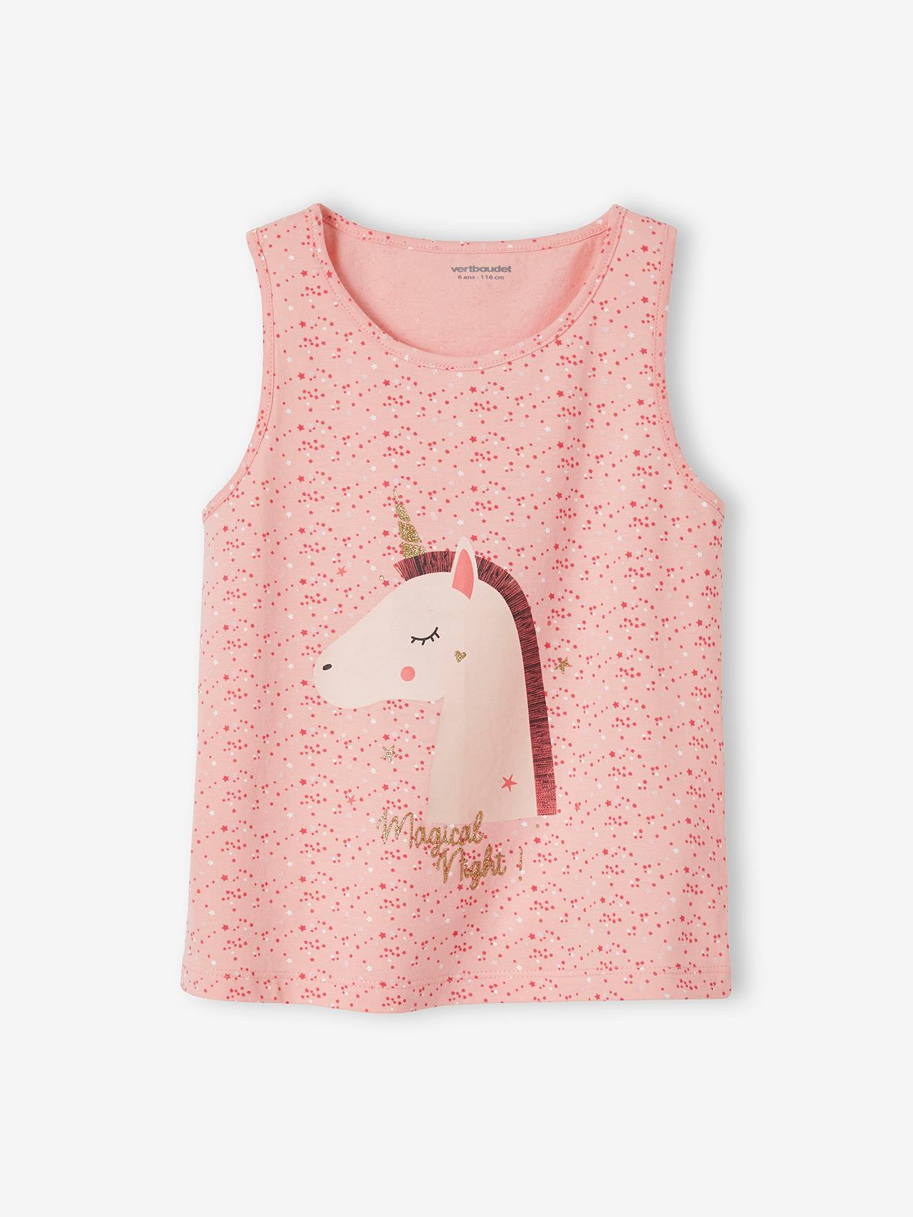 Vertbaudet 2er-Pack kurze Mädchen Schlafanzüge, Einhorn Oeko-Tex - pack rosa