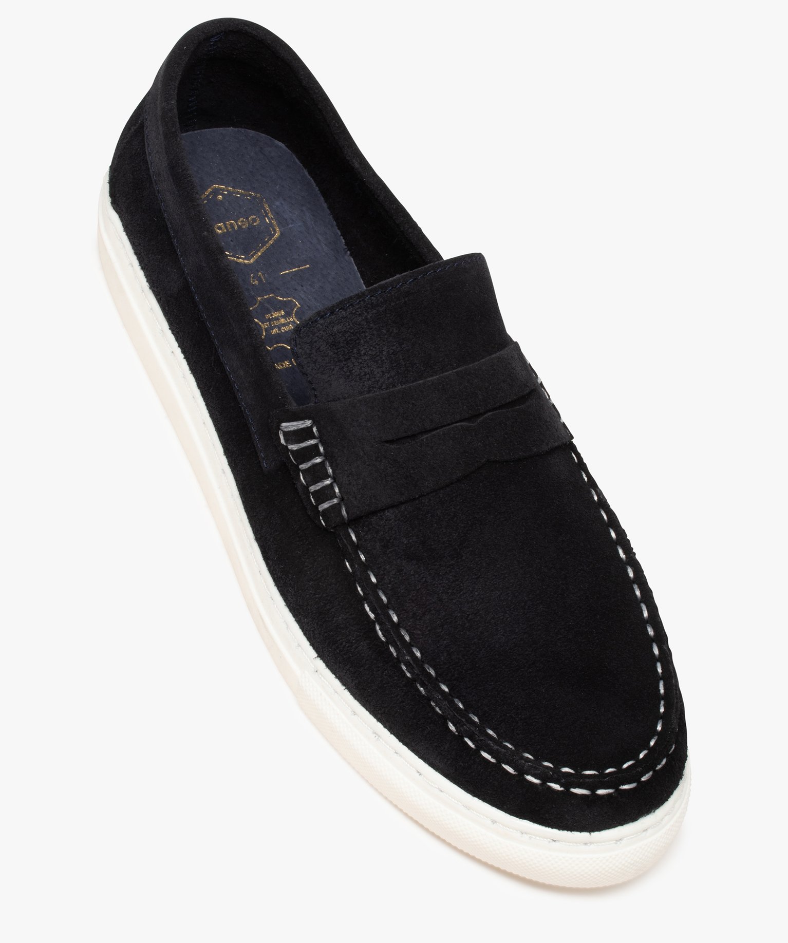 Mocassins homme dessus cuir retourné uni – Tanéo marine | GEMO