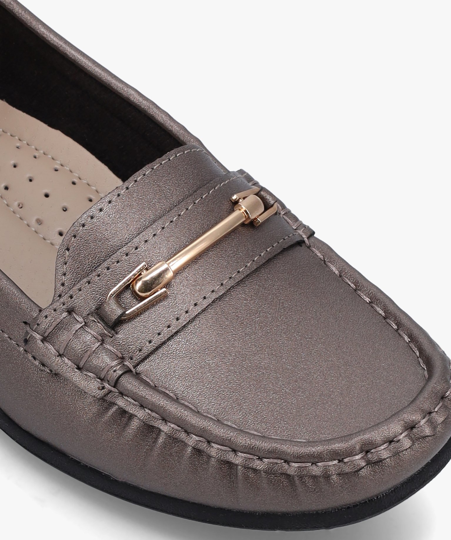 Mocassins à talon compensé et bride métallique femme argent | GEMO