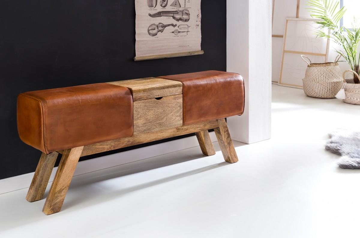 Wohnling Design Turnbock Sitzbank Braun Aufbewahrungsfach