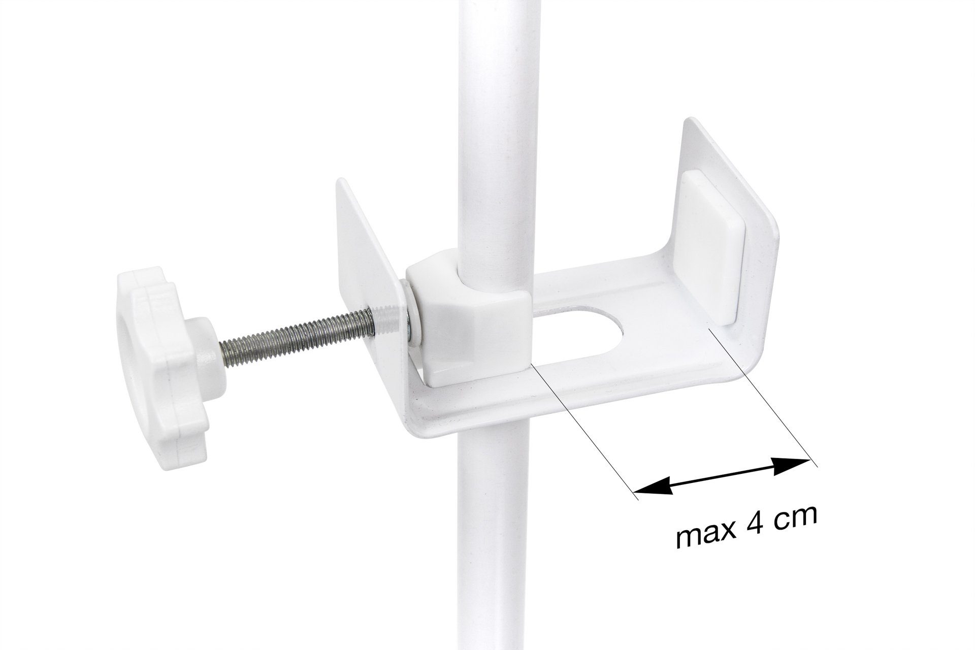 Himmelstange (Made in EU) Himmelhalter; Schleierhalter zum Klemmen für Babybett; Kinderbett; Stubenwagen; Wiege, inkl. Befestigung, lackiertes Metall in weiß, Amilian, geklemmt