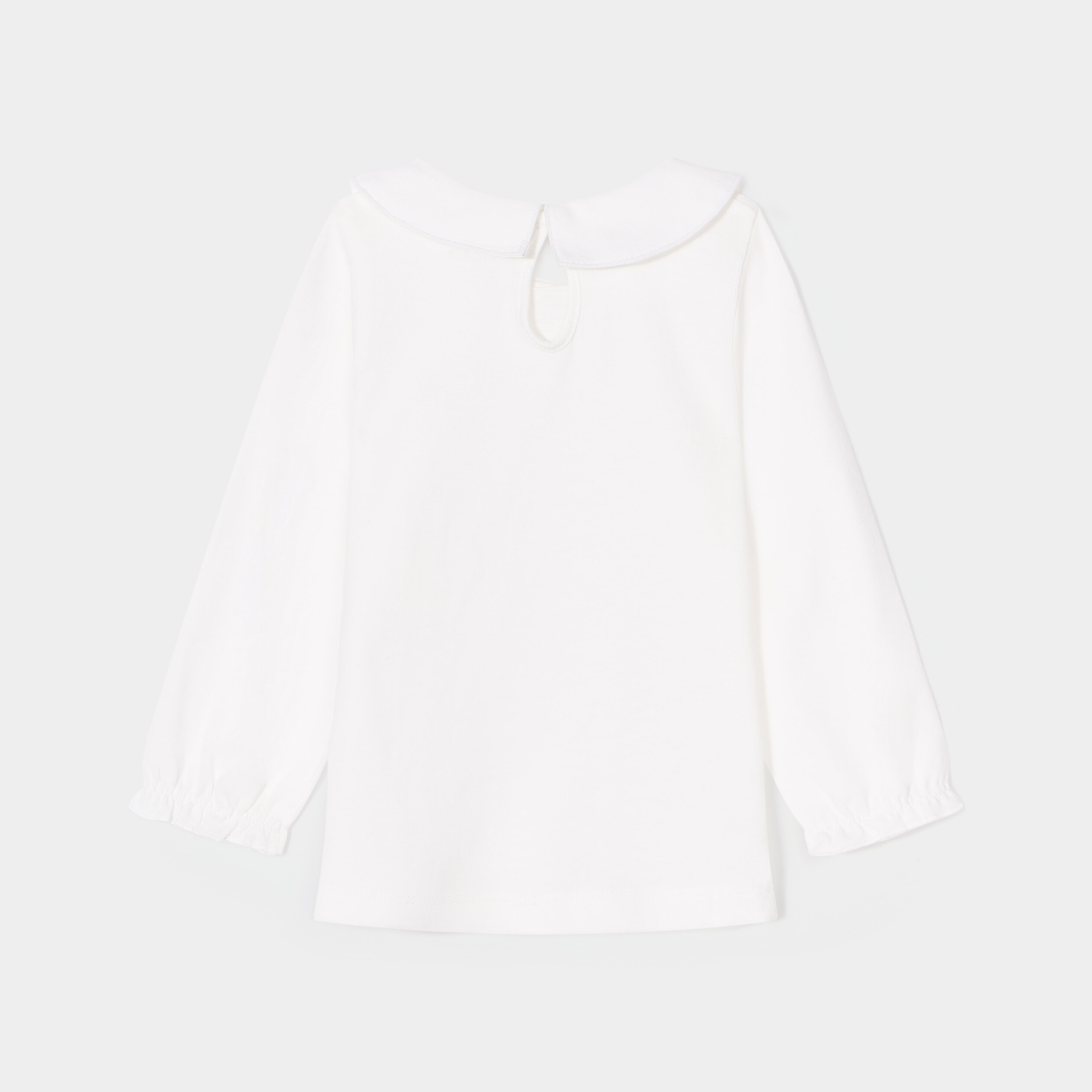 T-shirt col claudine manches longues blanc bébé fille | La Halle