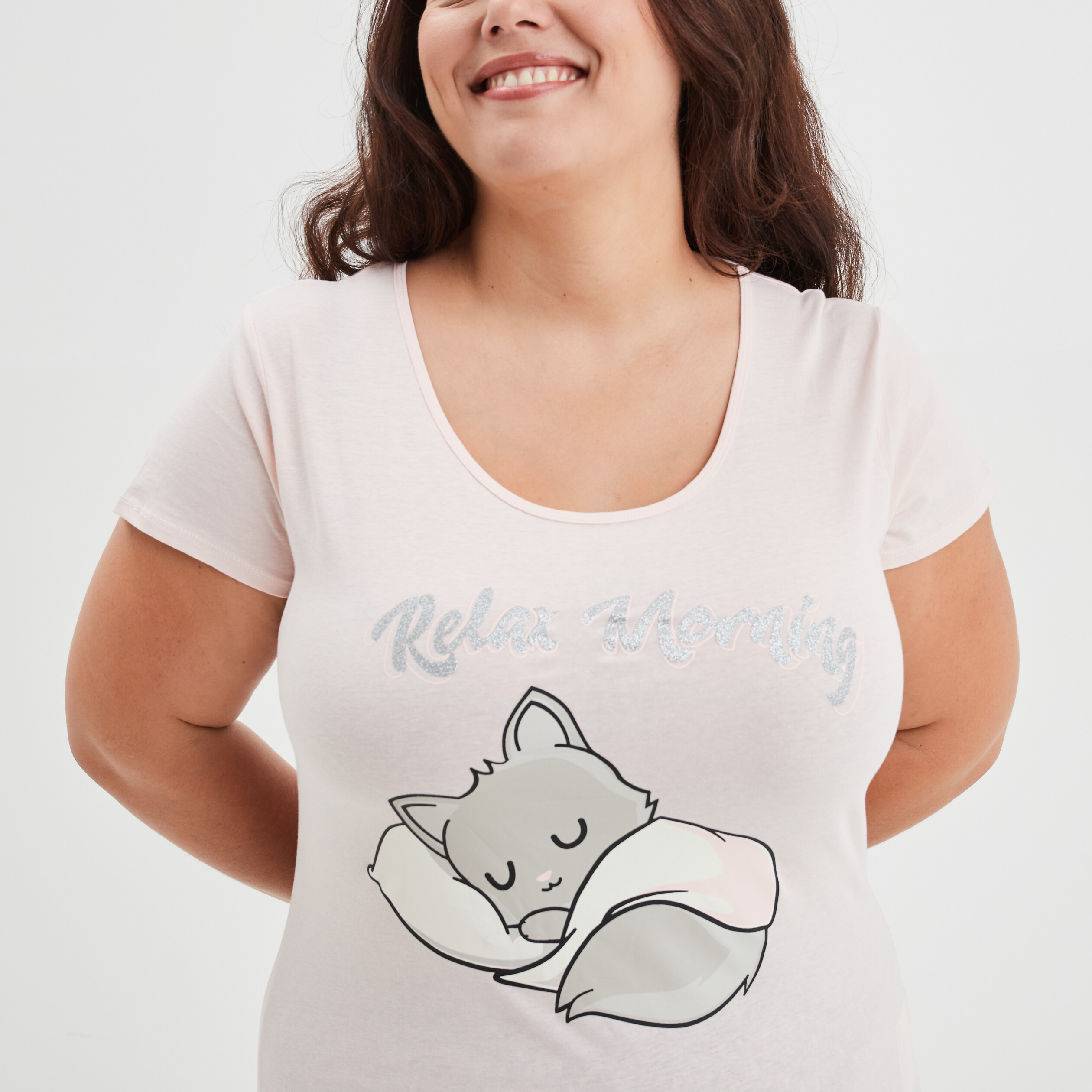 Ensemble pyjama corsaire Modavista rose clair femme grande taille | La Halle