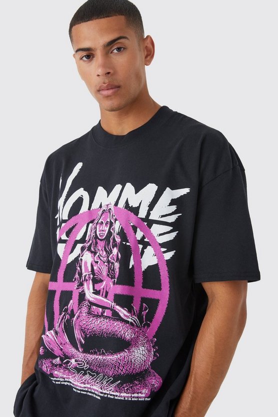 Oversize T-Shirt mit Homme Print