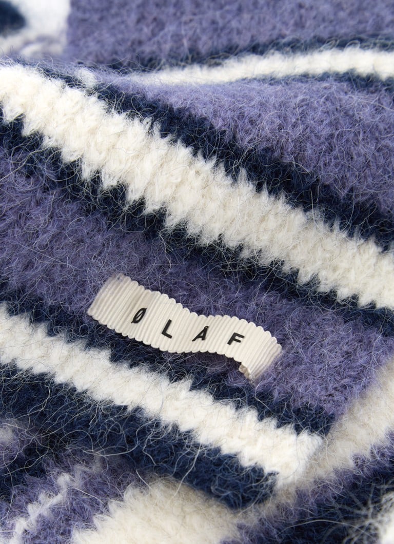 Eșarfă Olaf din amestec de lână cu dungi, 210 x 10 cm