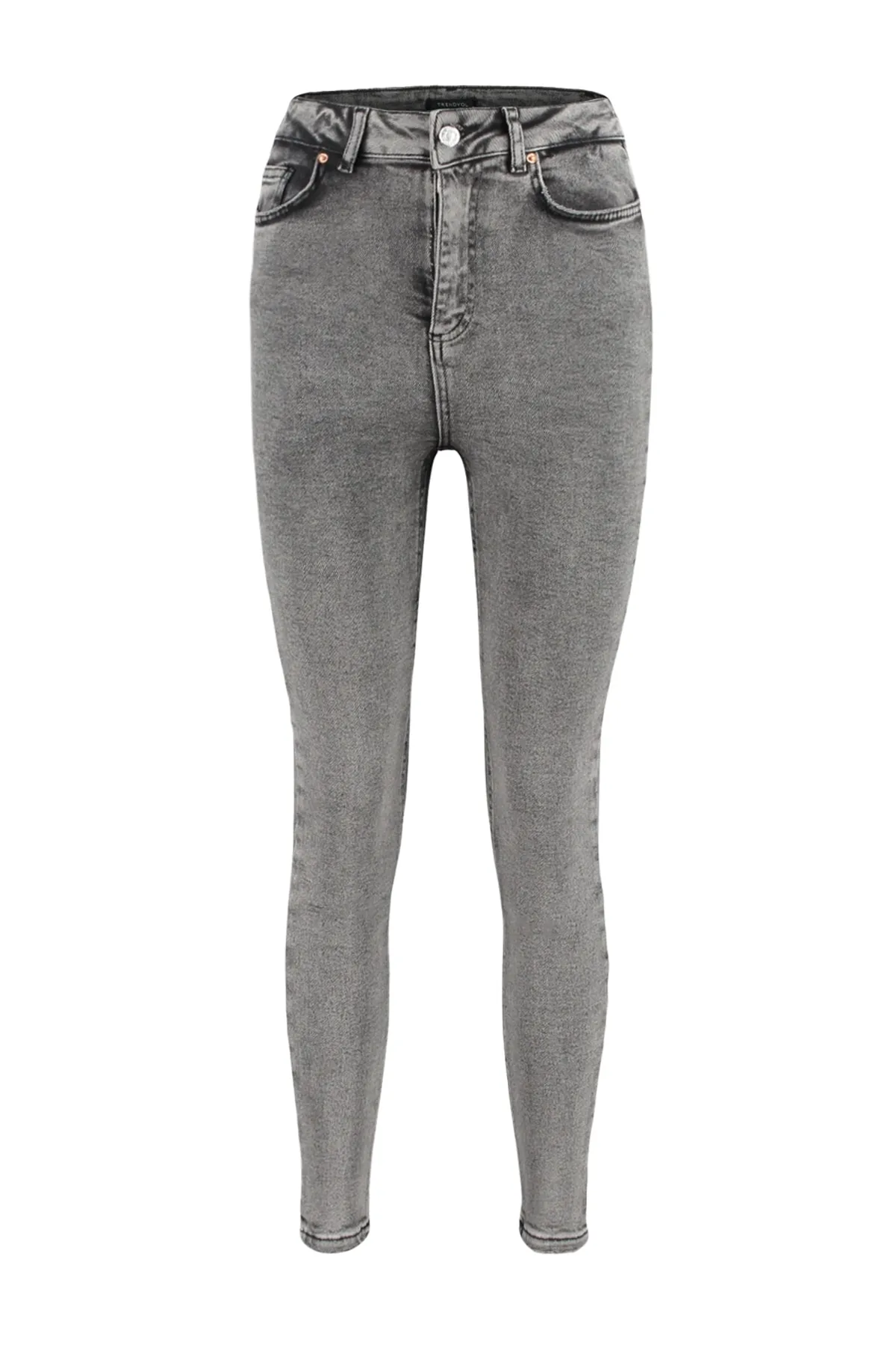 Trendyol Collection  Anthrazitfarbene Skinny Jeans mit hoher Taille TWOSS23JE00072