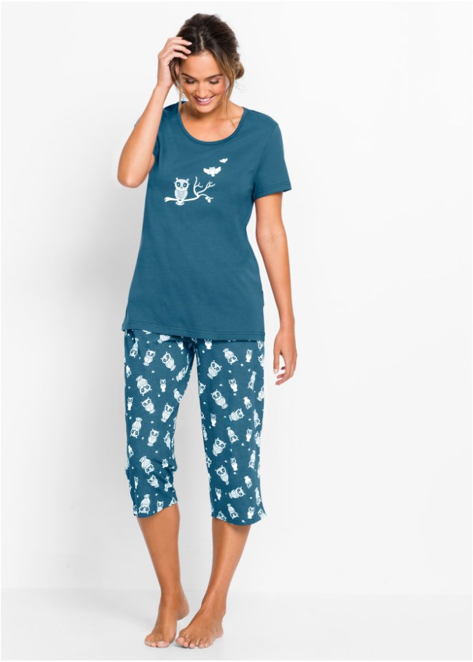 Capri Pyjama mit kurzen Ärmeln