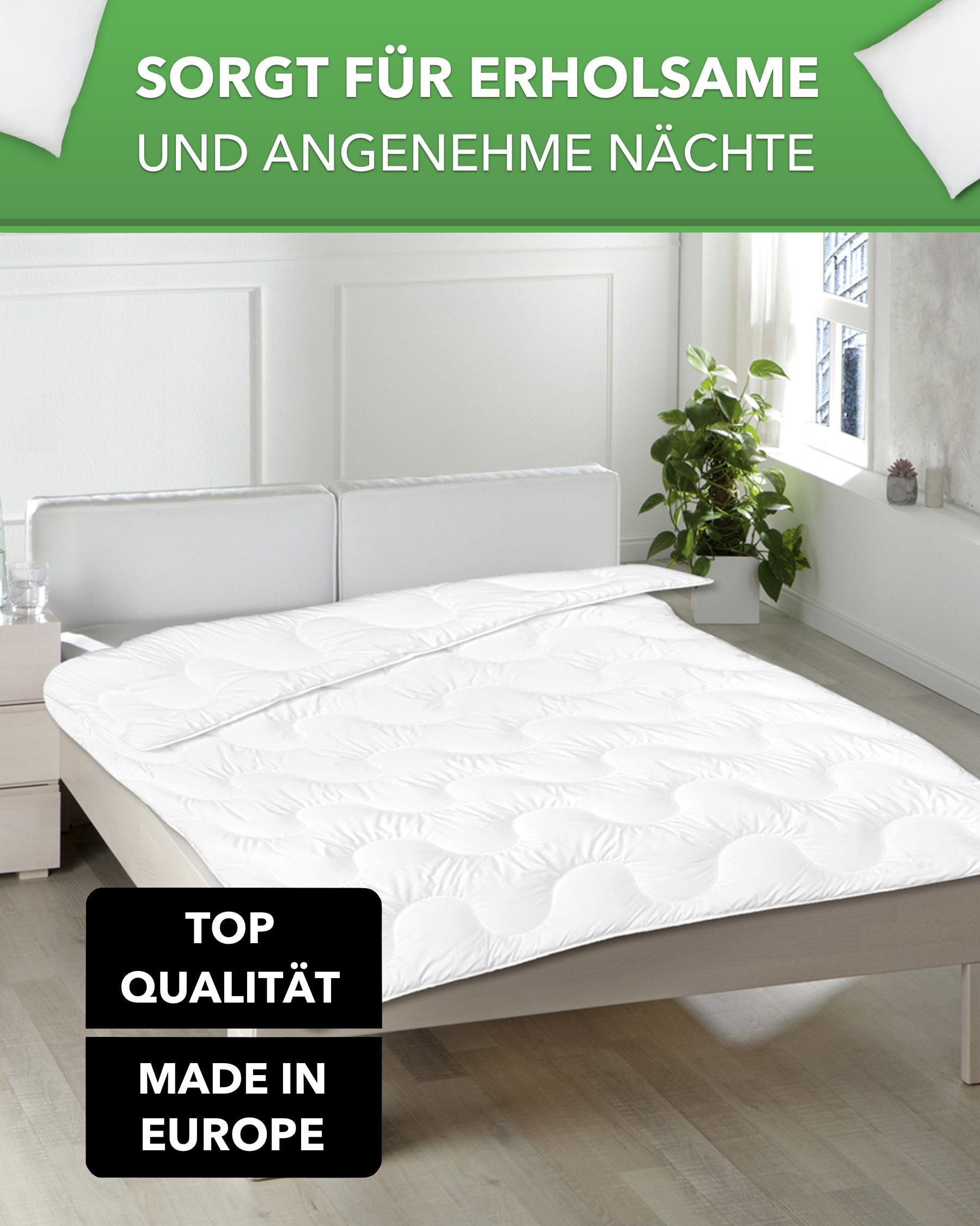 Bettdecke + Kopfkissen, Bettenset 4-Teilig - 2x Bettdecke 135x200 cm 2x Kissen 80x80 cm, DILUMA, Bezug: Polyester Mikrofaser, Bettdecken Set mit Kopfkissen, Ganzjahresdecke Steppdecke