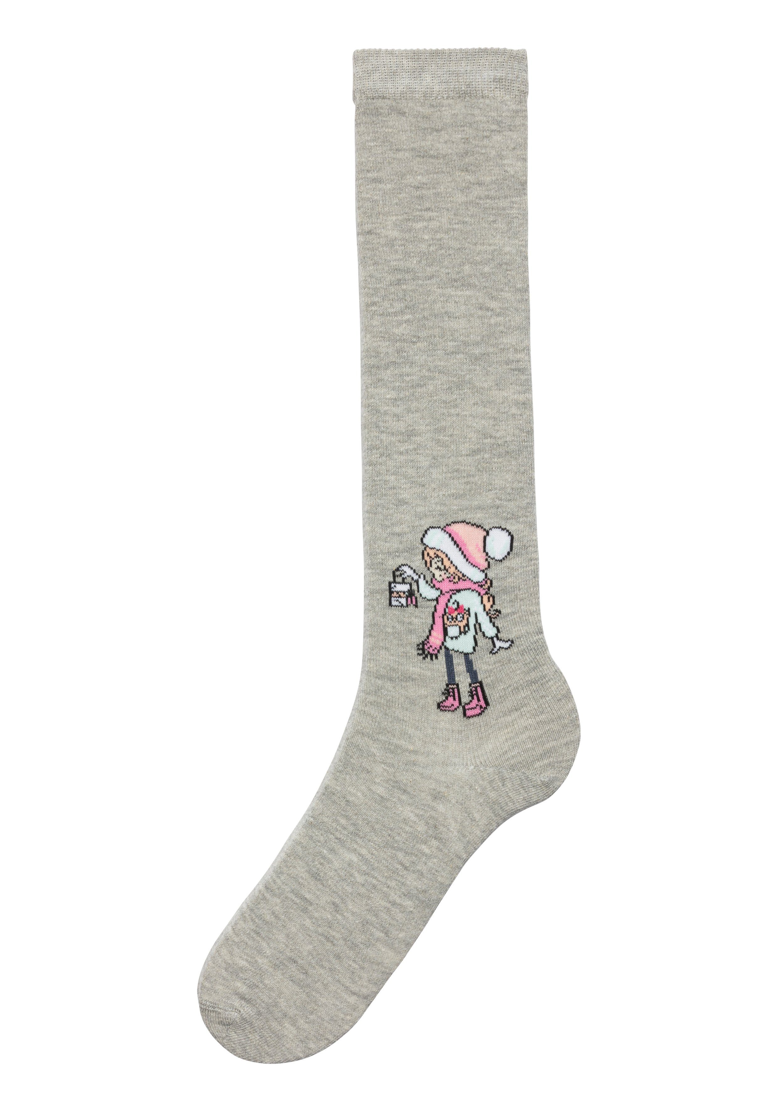H.I.S Kniestrümpfe (5-Paar) mit eingestricktem Motiv