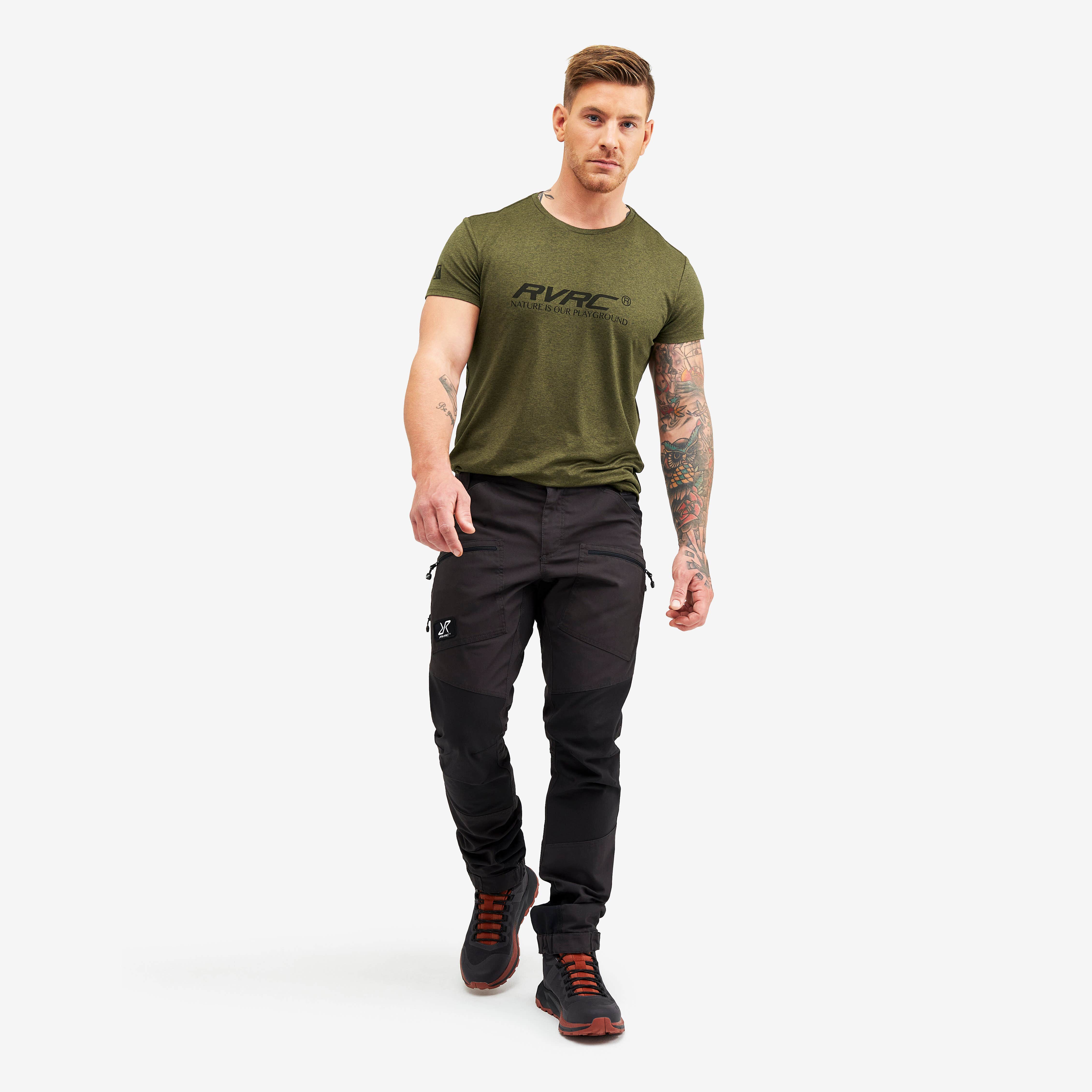 Vagabond Tee Homme Dark Olive Melange