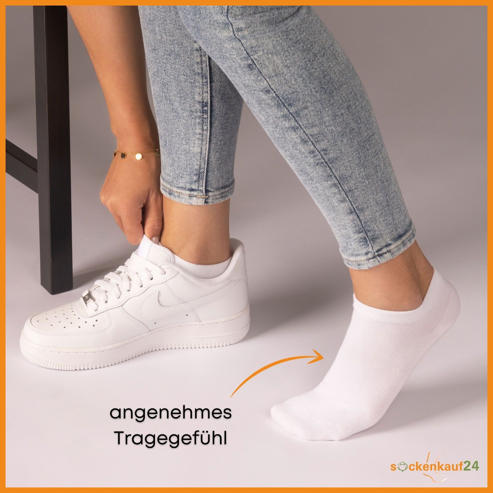 sockenkauf24 Sneakersocken 6 Paar Sneaker Socken Bio Baumwolle Herren & Damen (Schwarz, 43-46) ohne Naht mit Komfortbund - 16399 WP