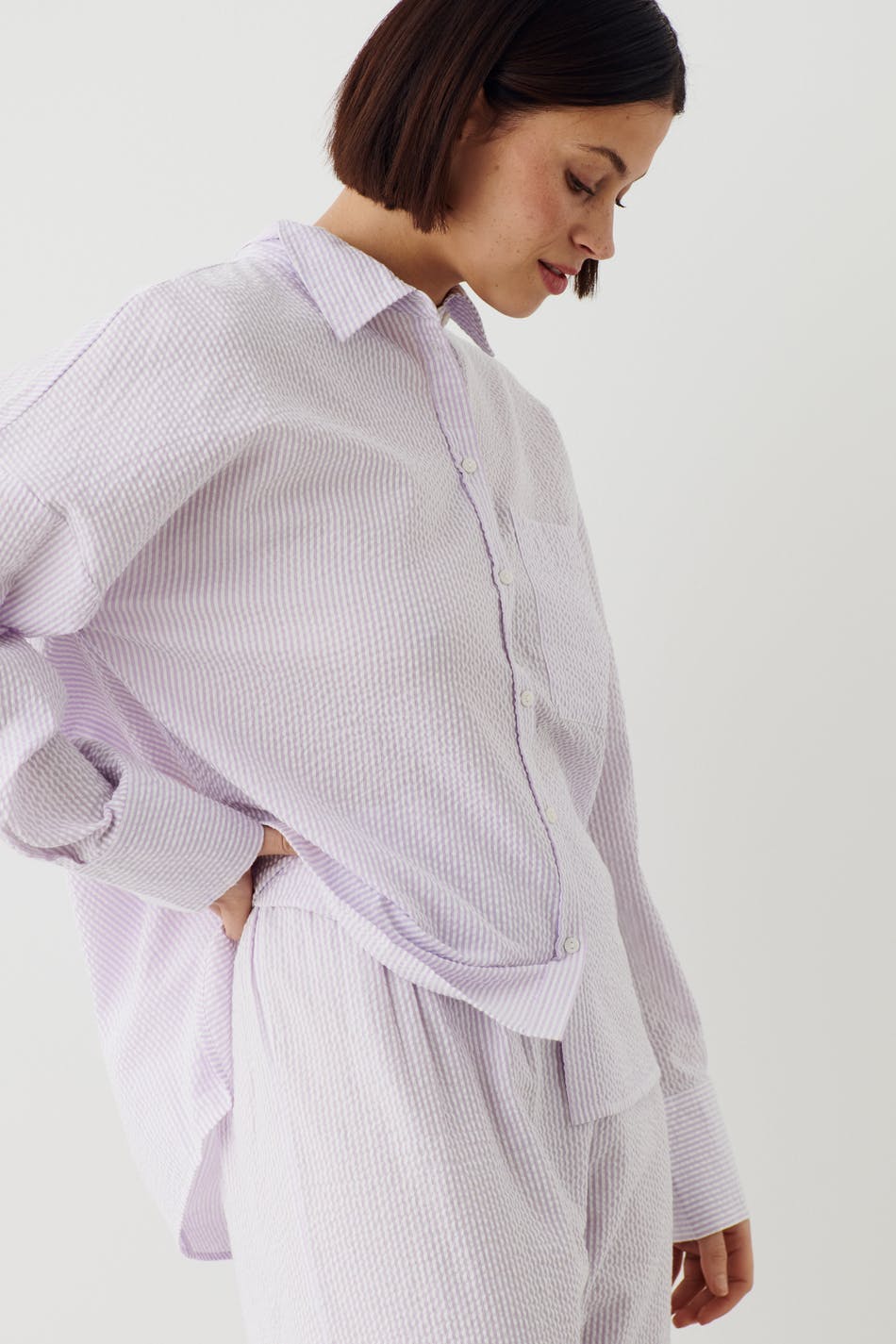 Seersucker pyjamas shirt