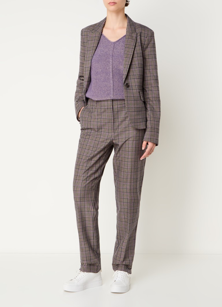 Expresso Blazer with check pattern and flap pockets