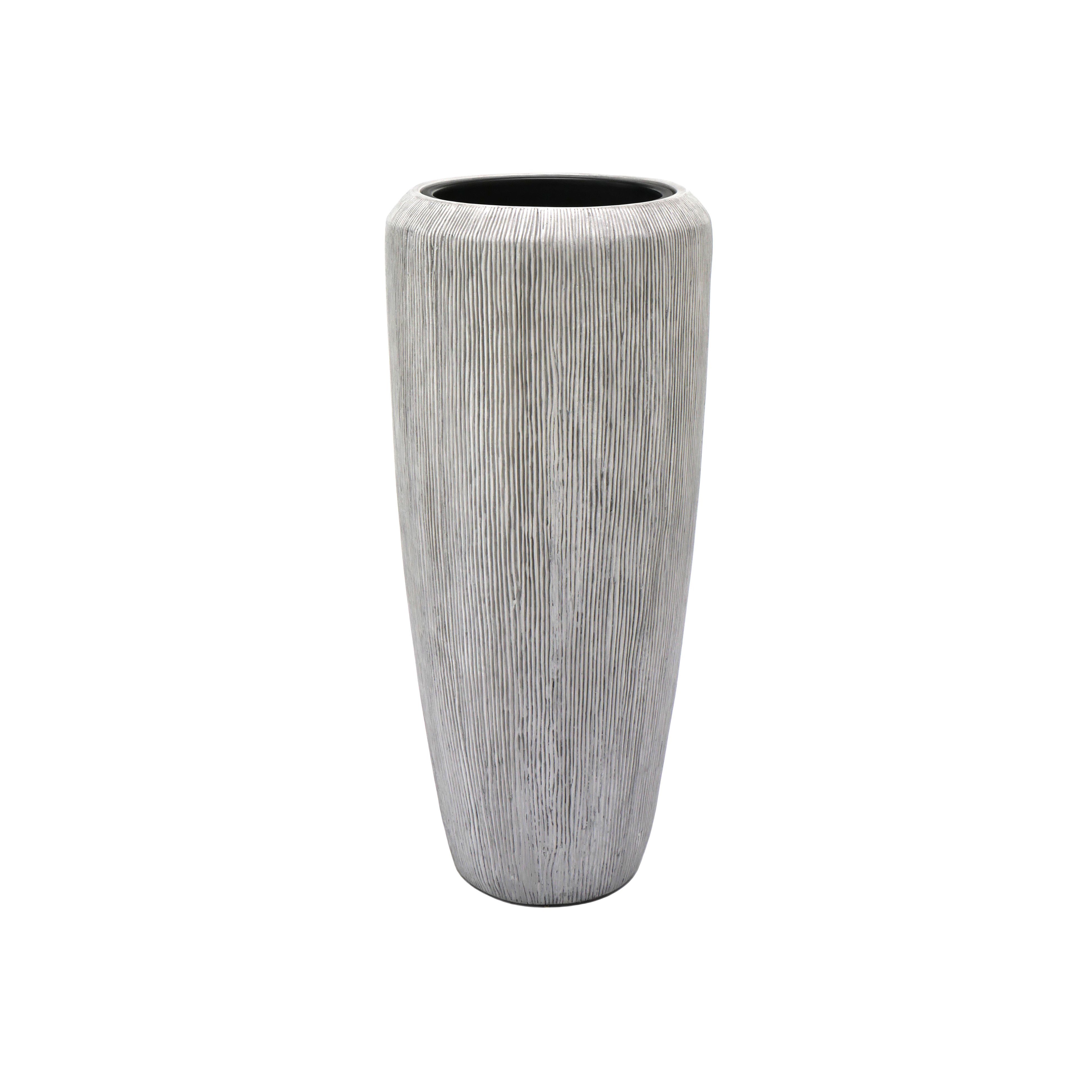Flingora Bodenvase Esmee, mit Einsatz - Fiberglas - Indoor & Outdoor - Grauweiß - Höhe 75 cm