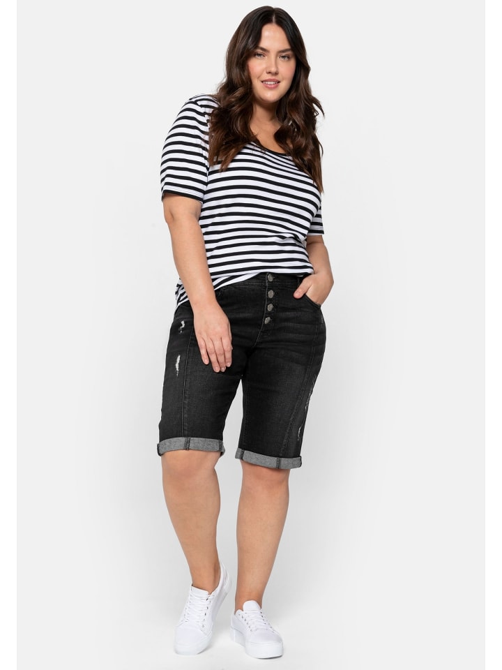 sheego Jeans-Bermudas in black used Denim günstig kaufen