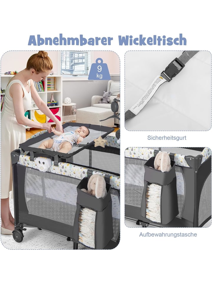 COSTWAY 4 in 1 Beistellbett in Beige günstig kaufen 102 cm