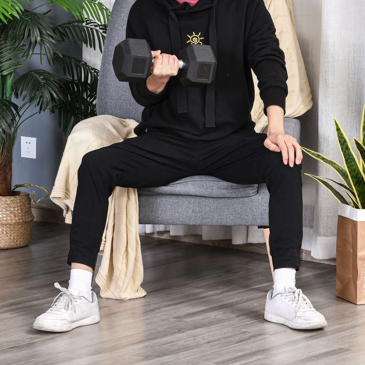 HOMCOM Gummi-Hantel Fitness Hantel Kurzhantel für Trainingsraum schwarz 12,5 KG
