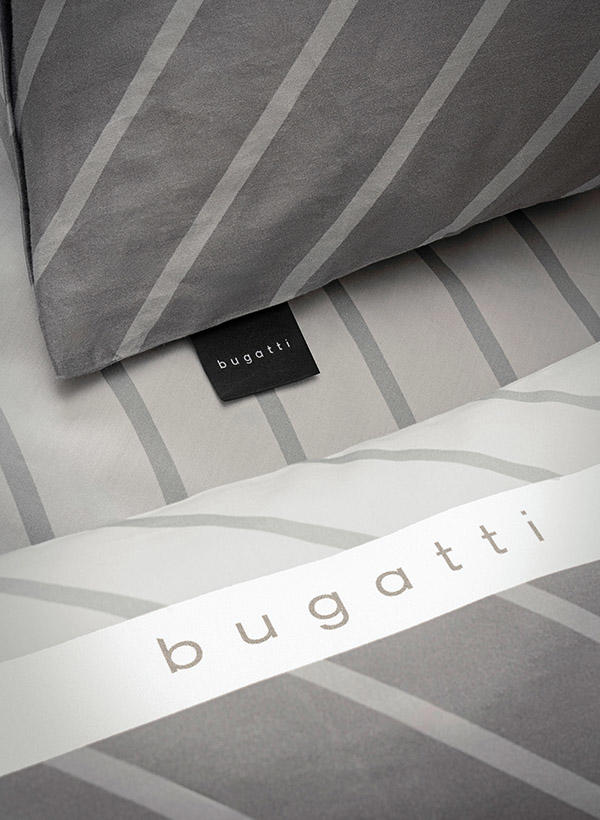 bugatti, Wende-Bettwäsche, 135x200 cm, Baumwoll-Satin, grau gestreift