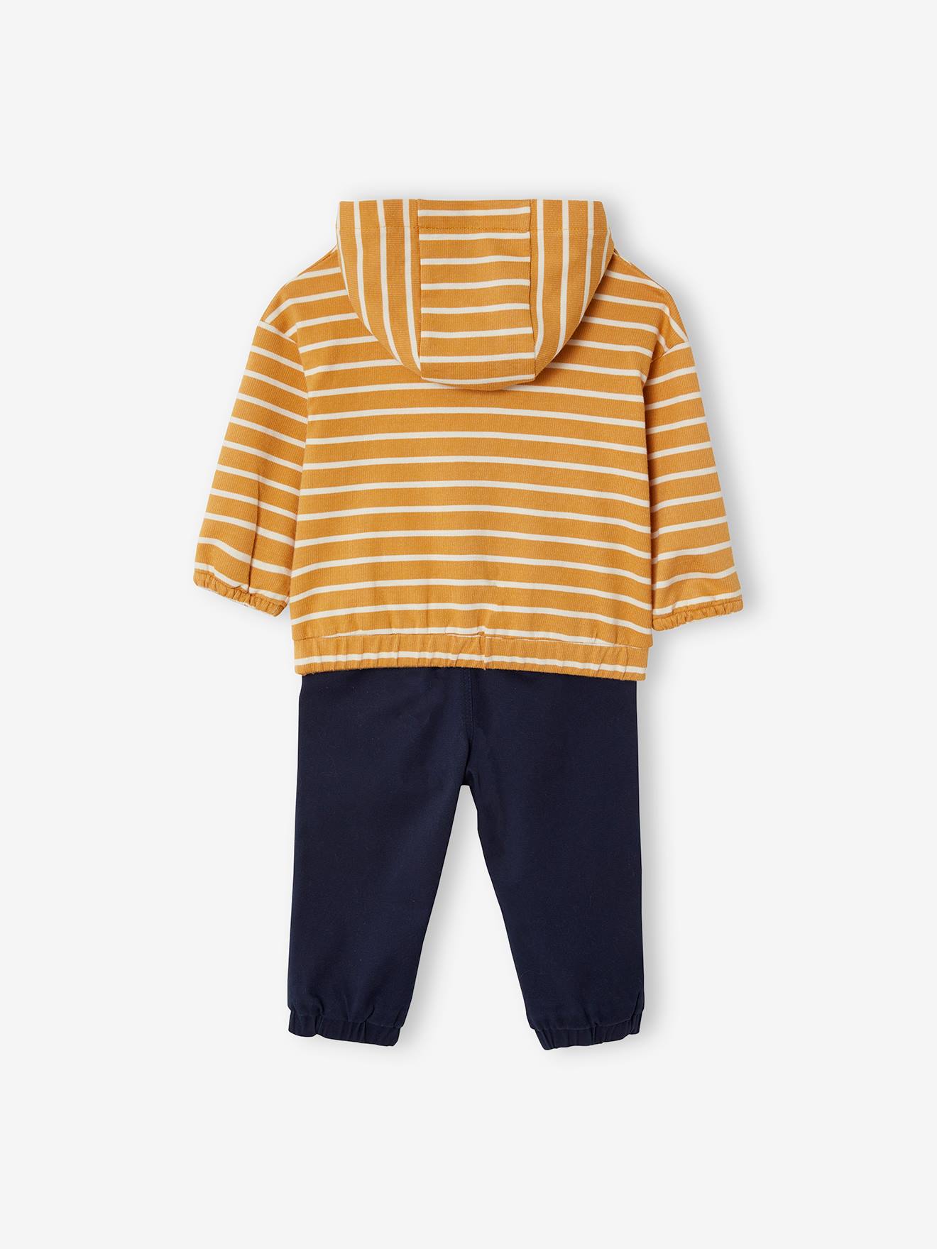 Ensemble sweat à capuche et pantalon bébé curcuma rayé