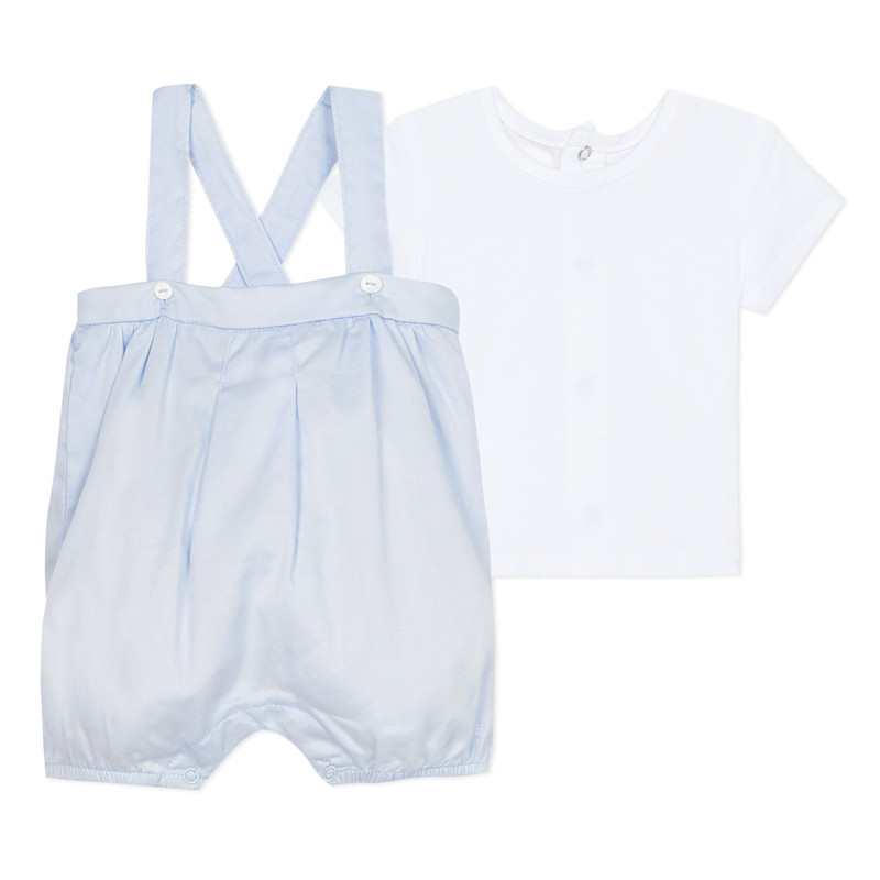 Ensemble salopette en satin bleue naissance Absorba