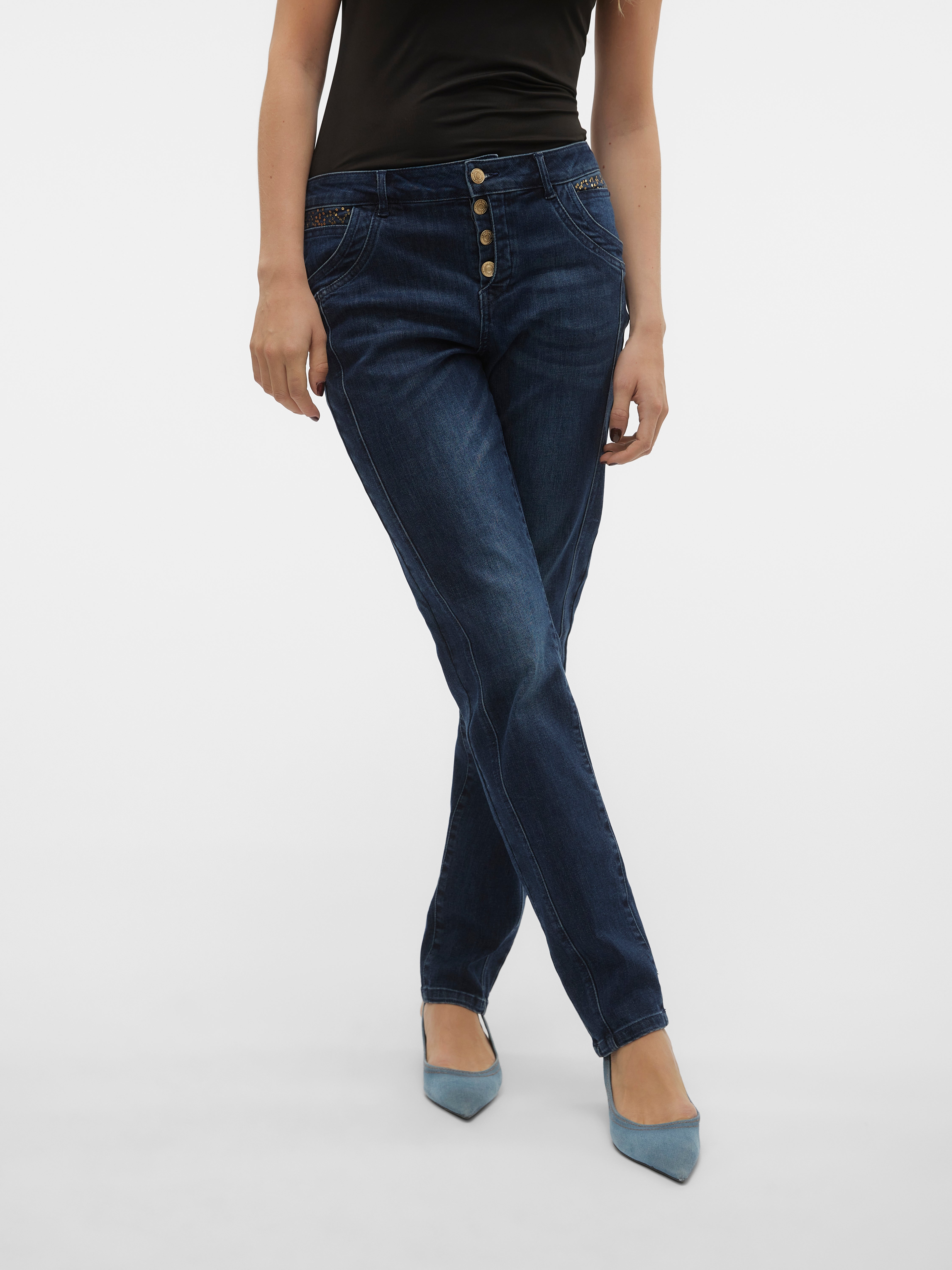 VMMINE Mid Rise Gerade geschnitten Jeans