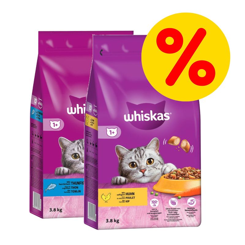 Mix-Sparpaket Whiskas 1+ 2 x 3,8 kg zu TOP-Preisen