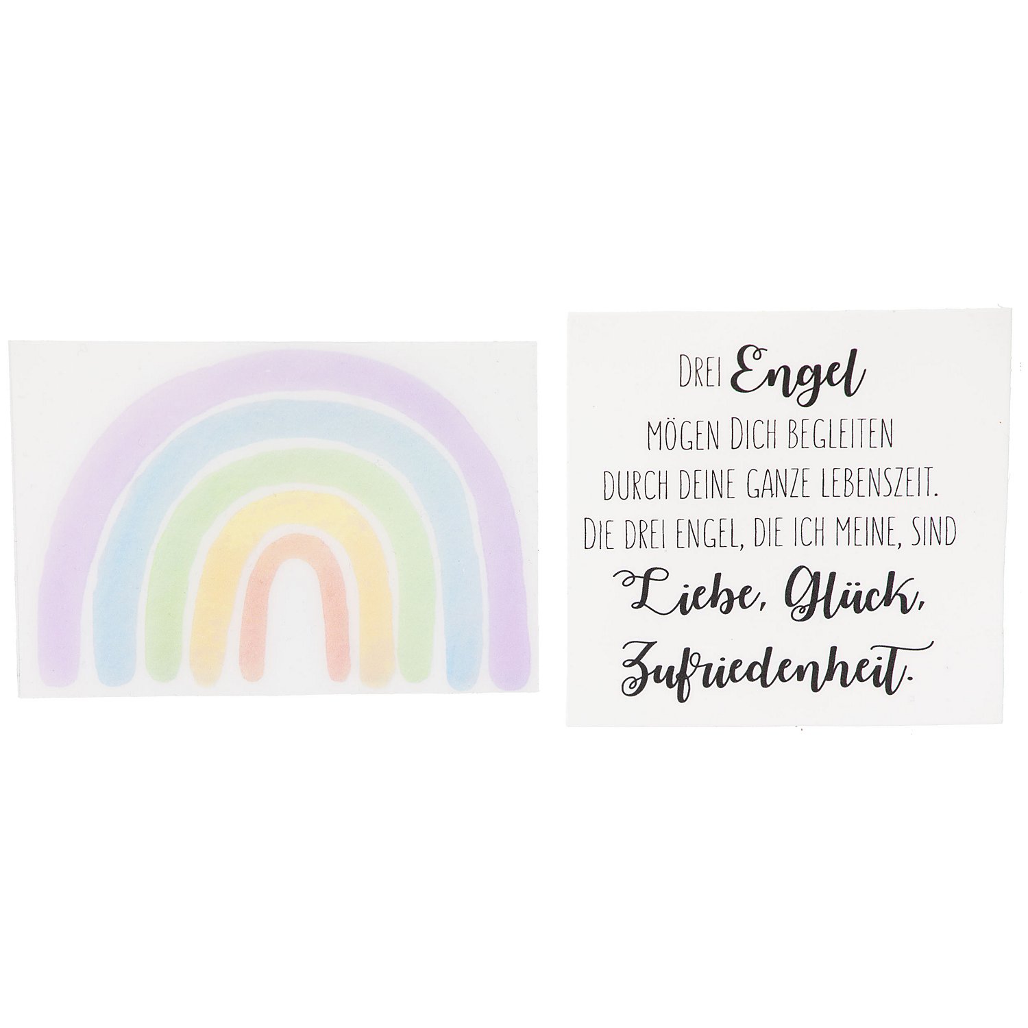 Wachsmotiv Regenbogen und Spruch, 2 Stück