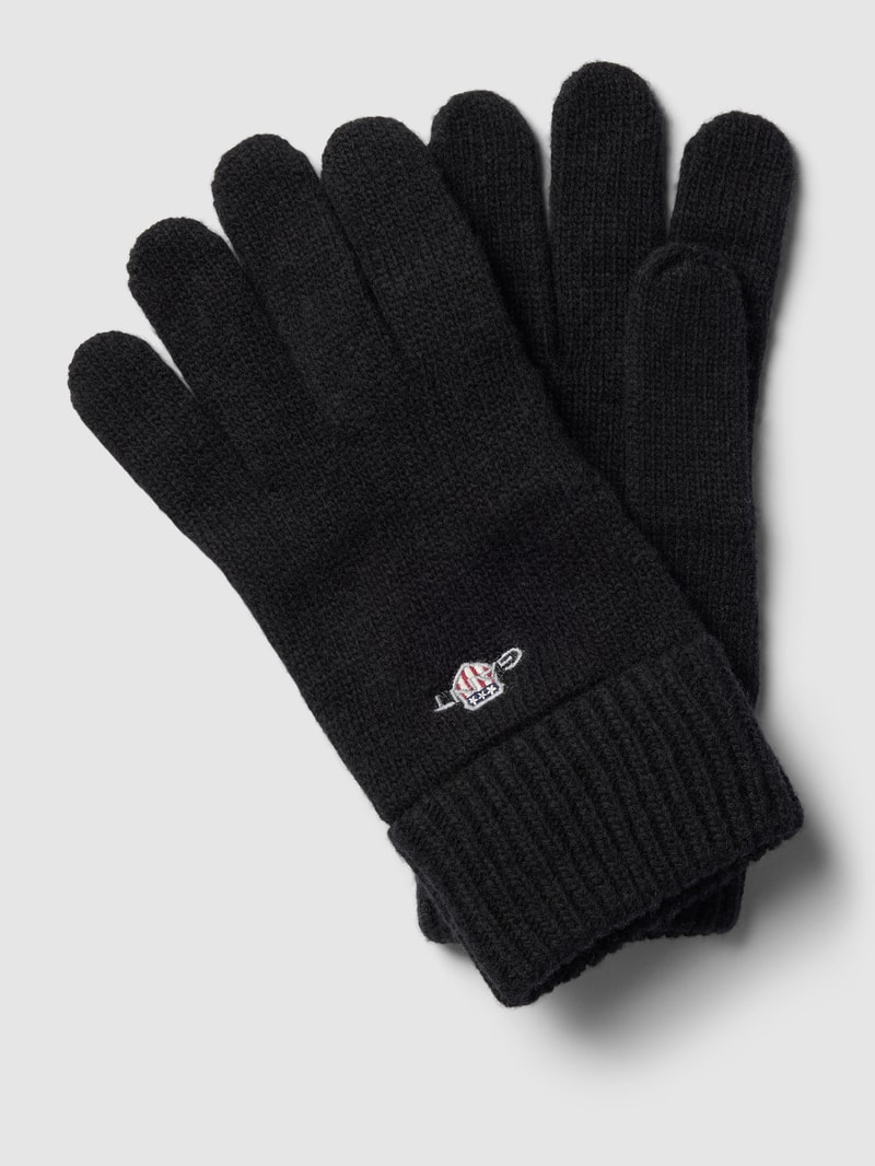 Handschuhe mit Label-Stitching in schwarz