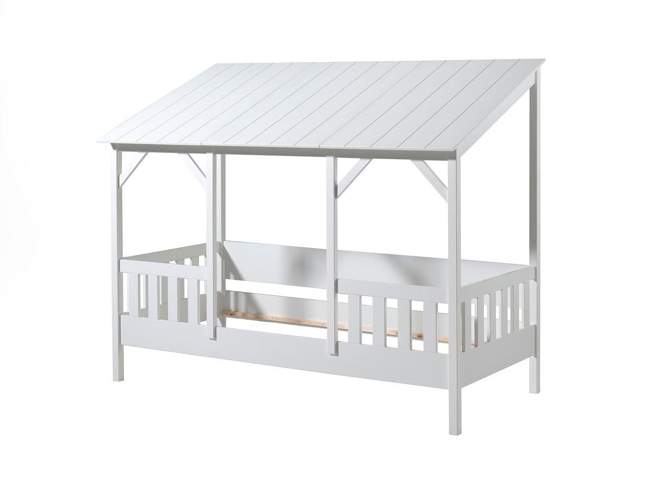 VIPACK Hausbett mit 90 x 200 cm Liegefläche, Dach in Weiß