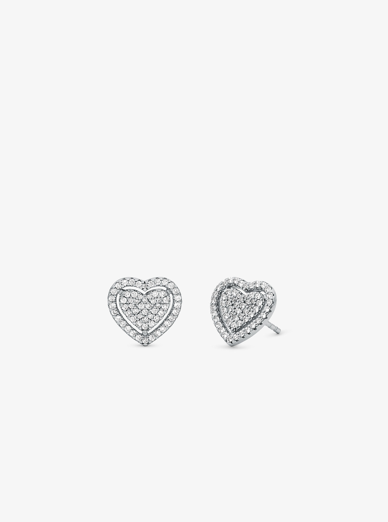 Orecchini a cuore in argento sterling placcato metalli preziosi con pavé di diamanti - ARGENTO