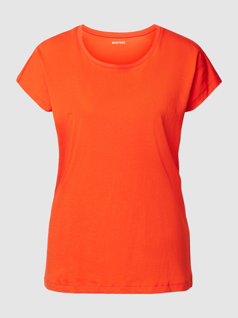 T-Shirt mit Rundhalsausschnitt in dunkel orange