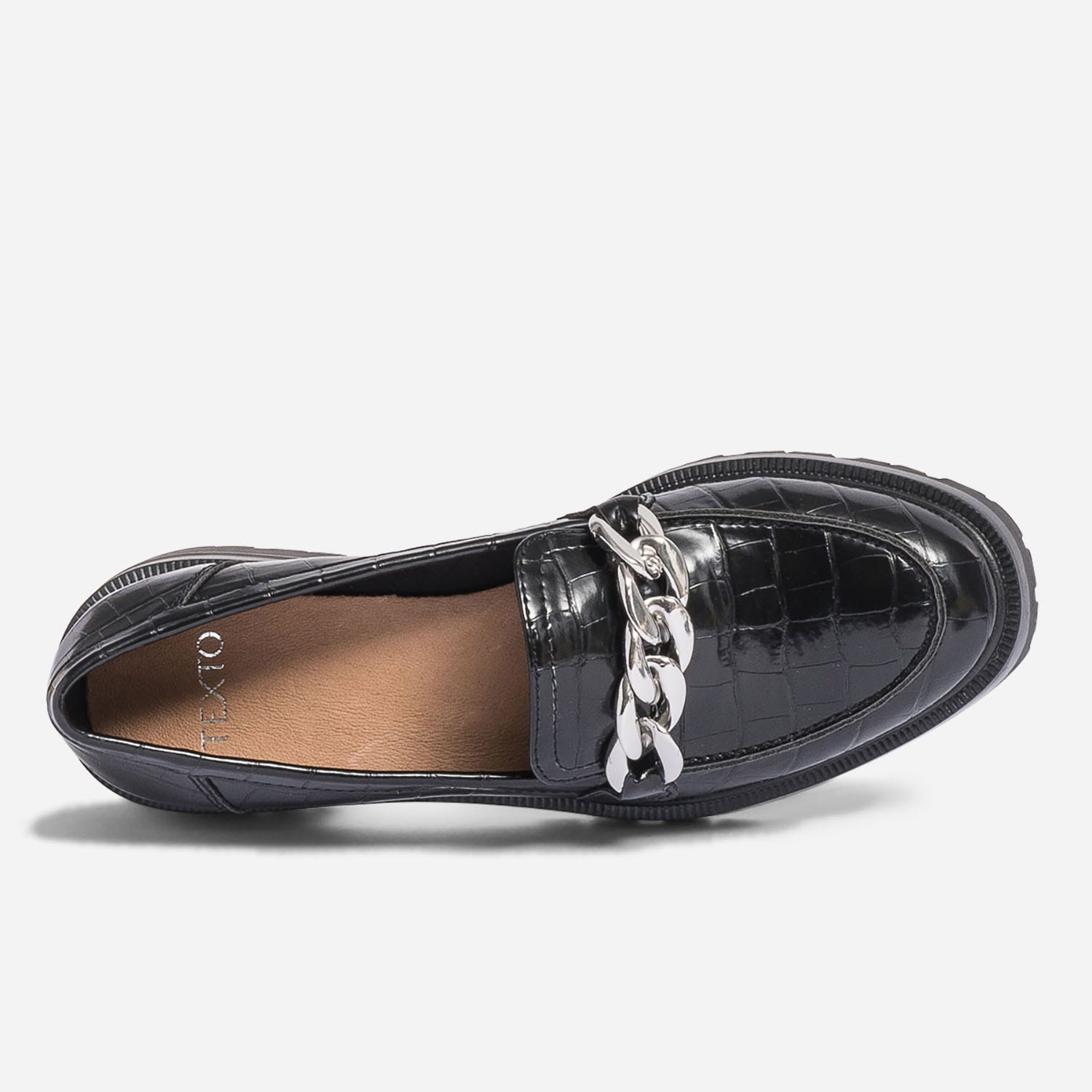 Mocassin TEXTO noir embossé croco