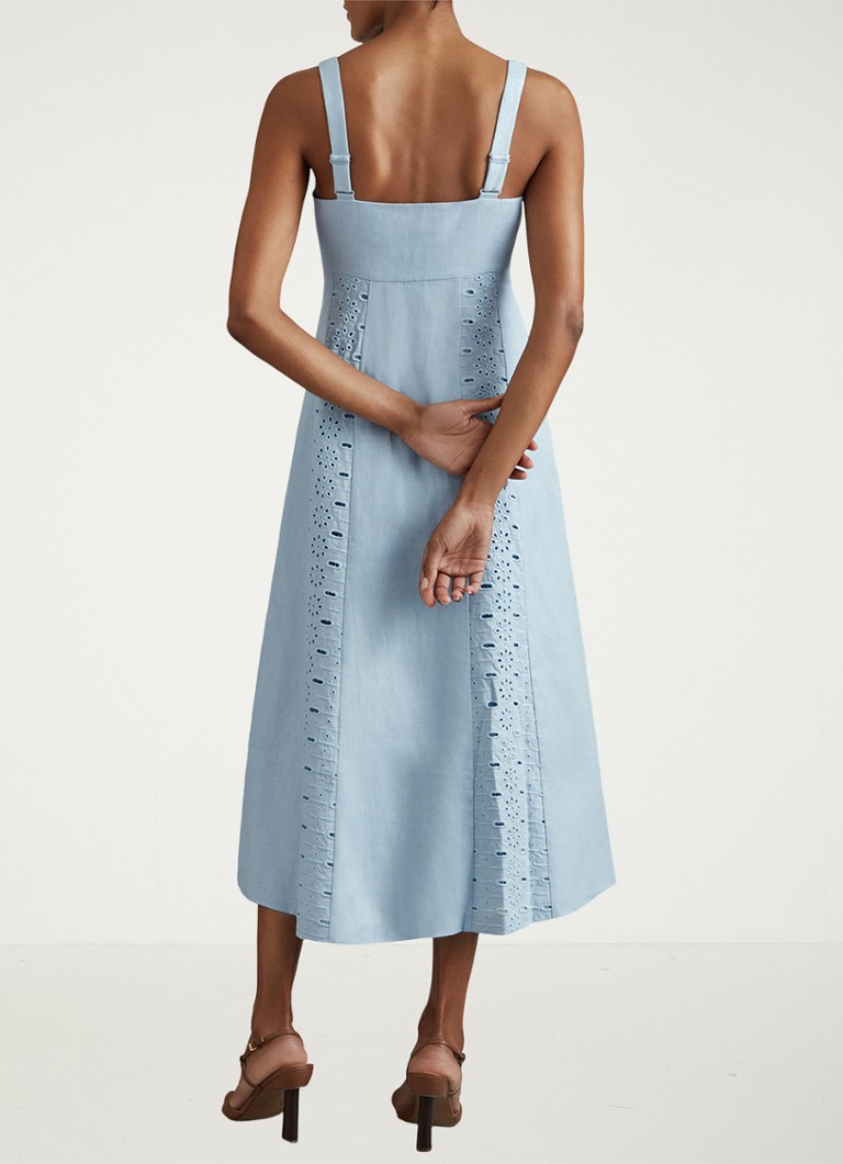 Reiss Clarice lanena midi haljina s vezom