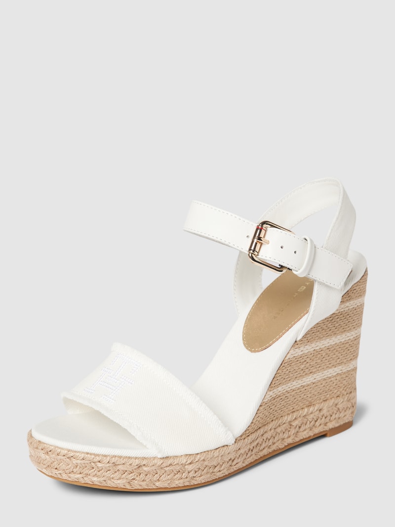 Wedges mit Label-Stitching Modell 'ECRU' in offwhite