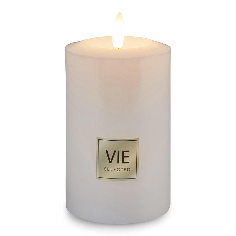 Vie Selected Kubbelys 12 cm ø 7,6 cm LED m/timer hvit voks