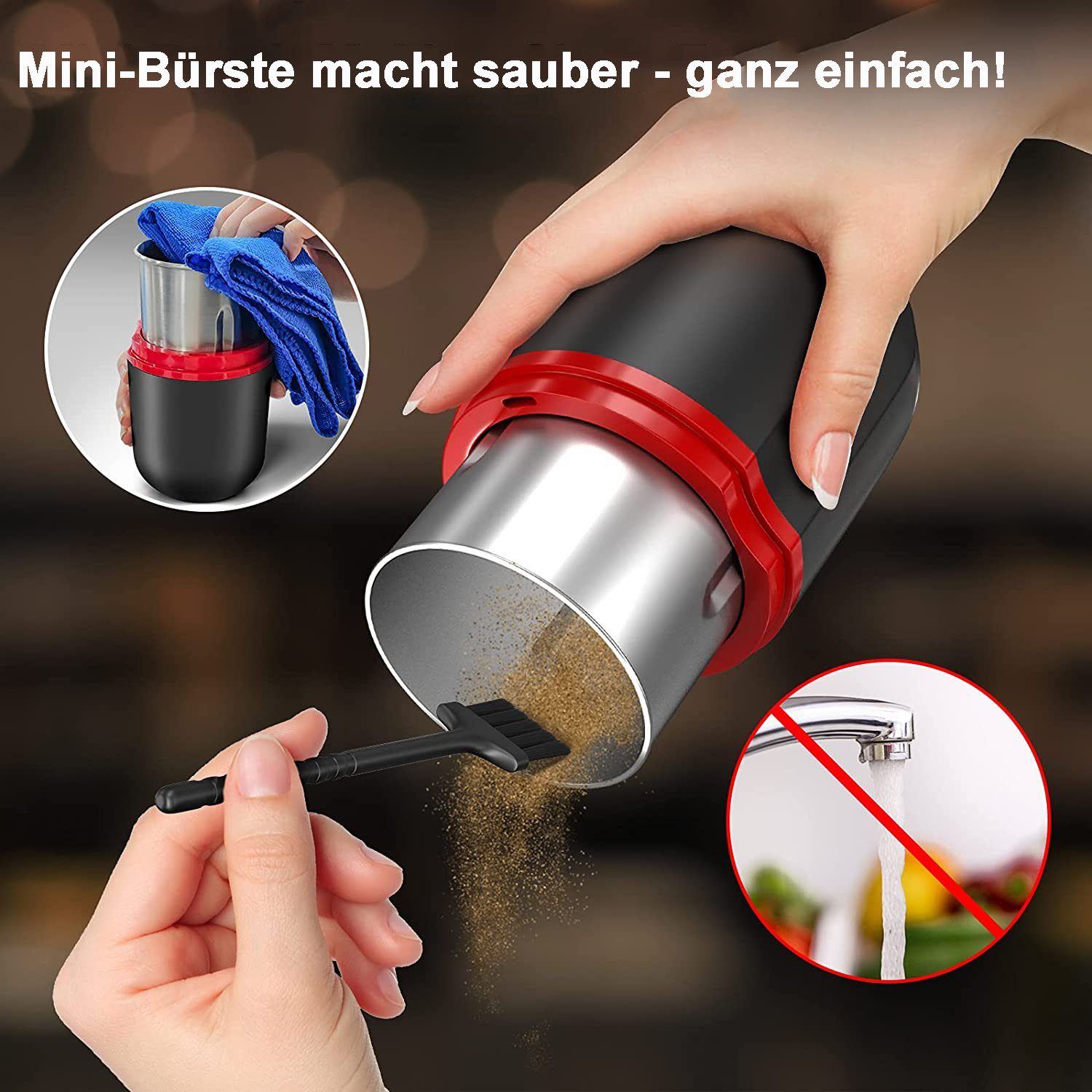 Haiaveng Kaffeemühle Kaffeemühle 150w Elektrische Kaffeemühle, 304 Edelstahl Klingen Multi-Way Einfach Zu Bedienen